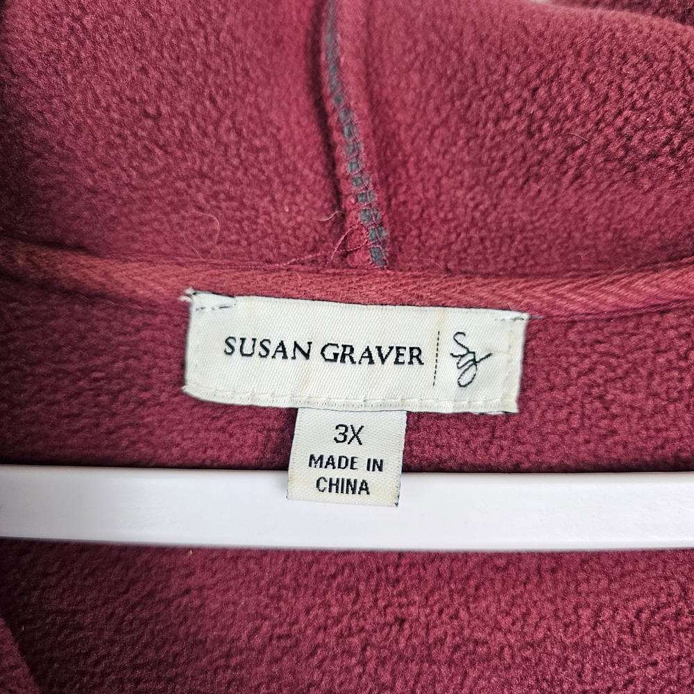 Susan Graver Coat Women 3X Gray Toggle Fleece Hooded Jacket Outerwear Casual - Picture 2 of 8